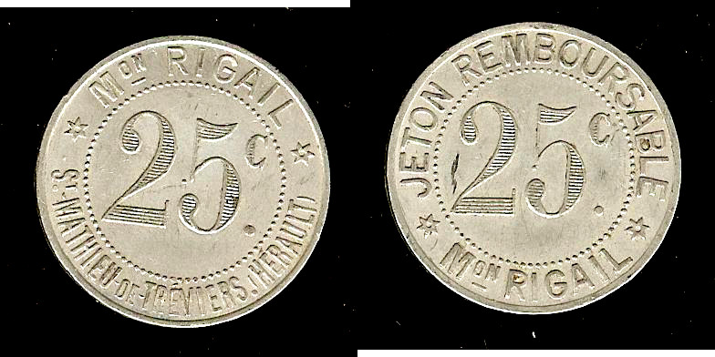 Saint-Mathieu-De-Treviers Rigail 25 centimes N.D. AU
